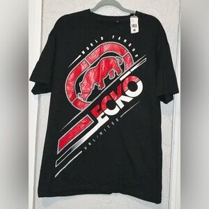 Ecko Unlimited Black Tee with Red and White Graphic